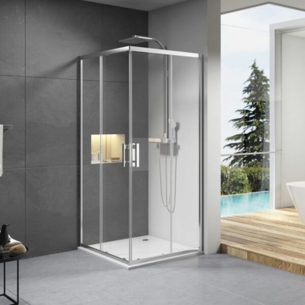Paroi de douche Alterna Concerto accès d'angle coulissant L 80 x H 195 cm profilé argent brillant verre transparent – Image 2