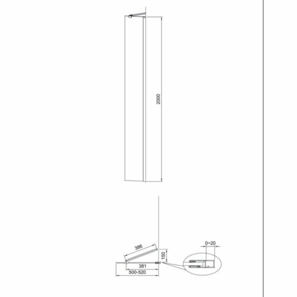 Paroi de douche de face fixe Alterna Domino 50cm – Image 2