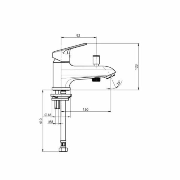 dimensions d'un mitigeur bain douche monotrou chromé