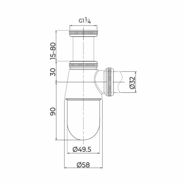Siphon laiton chromé pour lavabo 33X42 Altech – Image 2