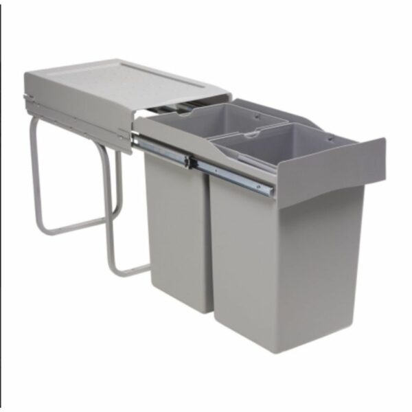 Poubelle 2 bacs 14+14 litres coulissante