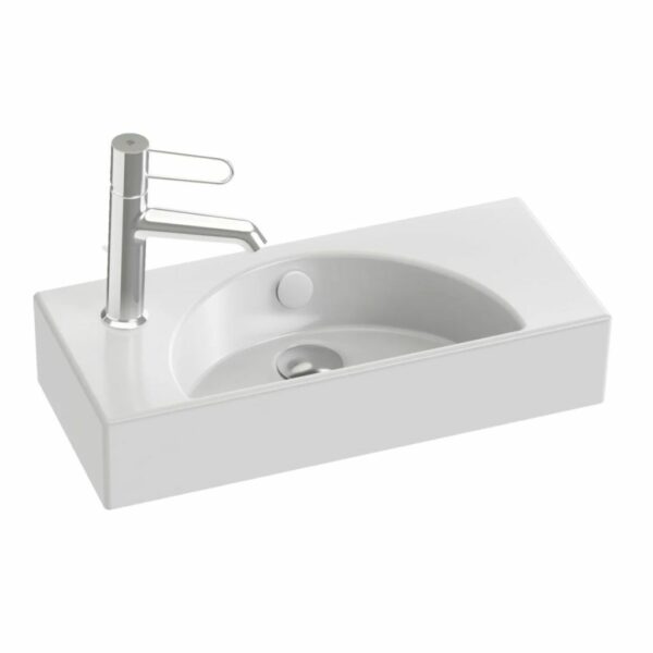 Lave-mains compact L50 x P22,5 cm, sans bonde, blanc – Image 2
