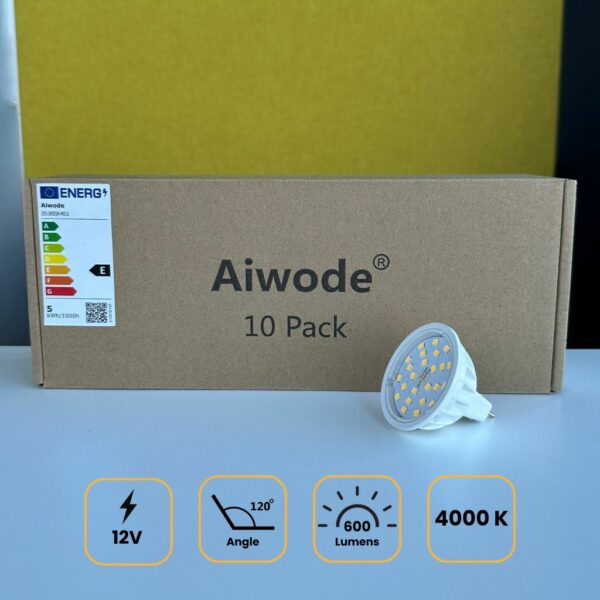 Lot de 10 ampoules LED AIWODE 5W MR16 – Blanc Naturel 4000K